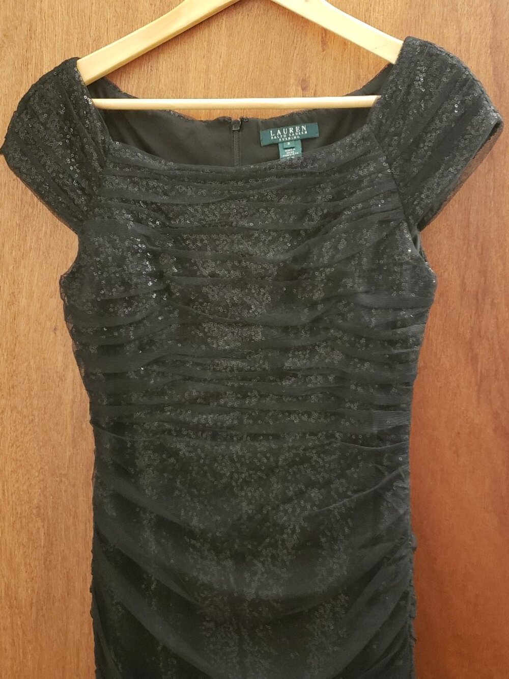 Ralph Lauren Evening Womens Black Sequin Dress Size 8